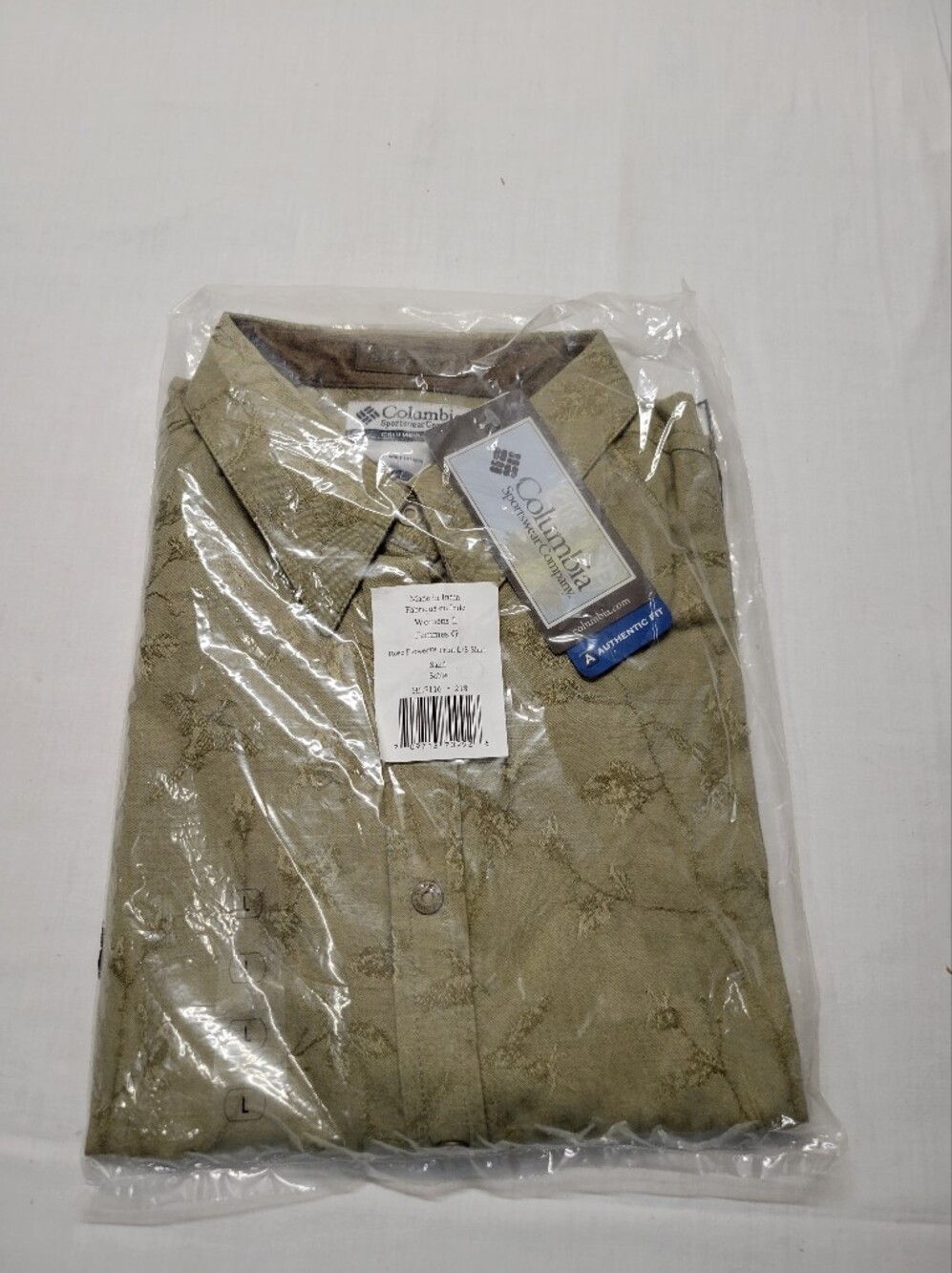 Columbia River Resort Women's Shirt  Sand Sable Bird Floral Snap Long Sleeve L